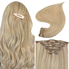 7-Piece Set of Clip-In Remy Human Hair Extensions