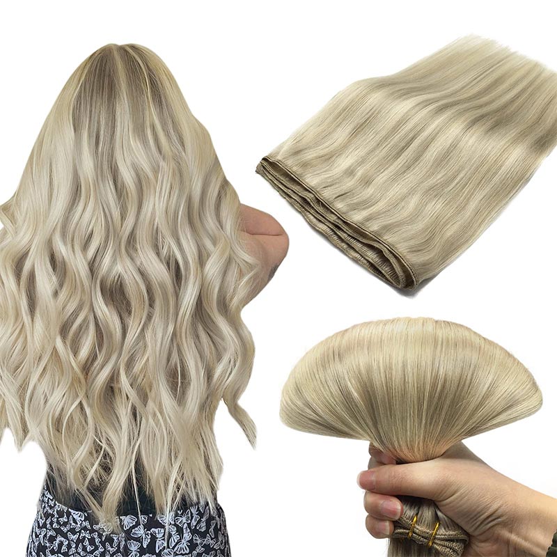 Natural Black to Light Blonde (1B/19/1B) Weft Hair Extensions 6A