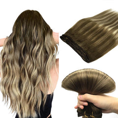 Dark Blonde / Bleach Blonde Highlights (18A/613A) Weft Hair Extensions 6AAA