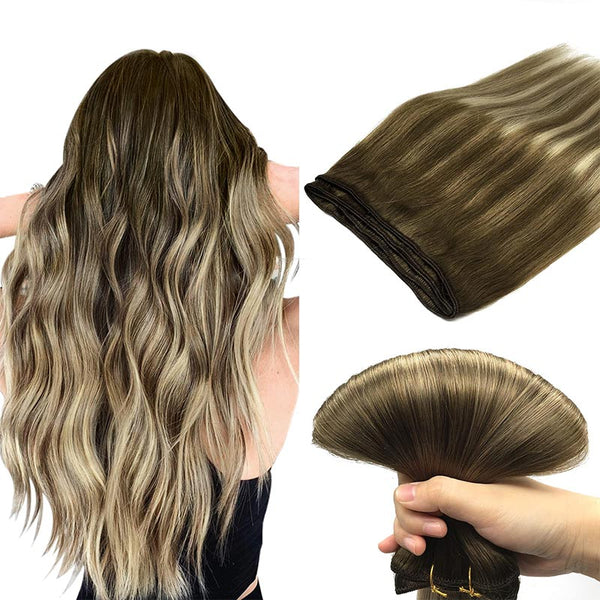 Natural Black to Light Blonde (1B/19/1B) Weft Hair Extensions 6A