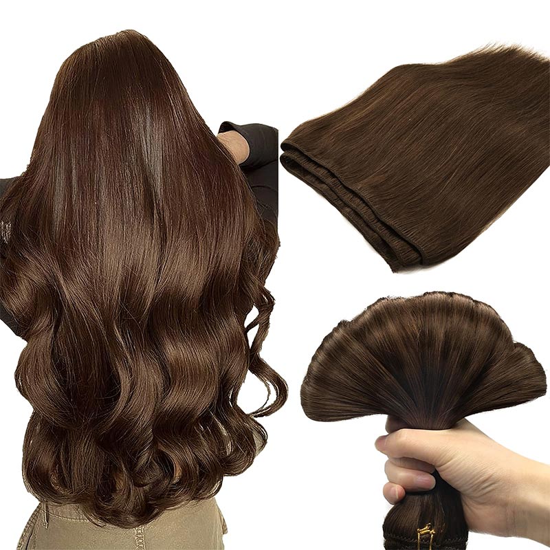 Chocolate Brown (4A) Weft Hair Extensions 6AAA