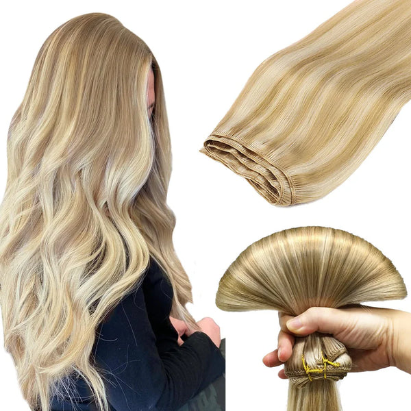 Natural Black to Light Blonde (1B/19/1B) Weft Hair Extensions 6A