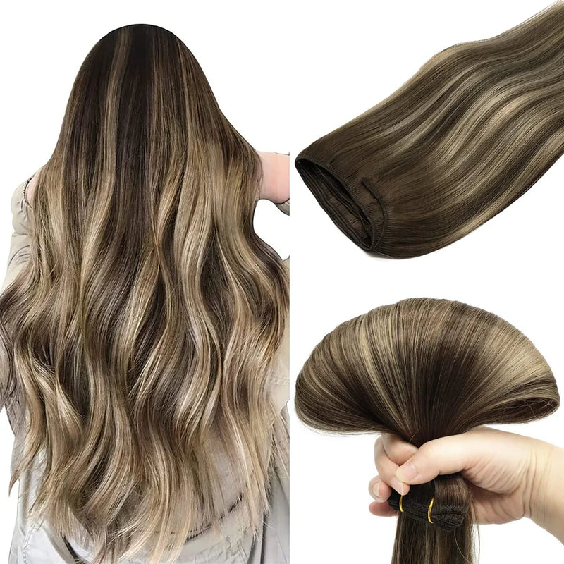 Ash Blonde / Platinum Blonde Highlights (17A/60A) Weft Hair Extensions 6A